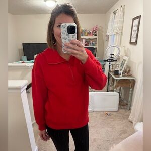 Red PINK Quarter-Zip Pullover